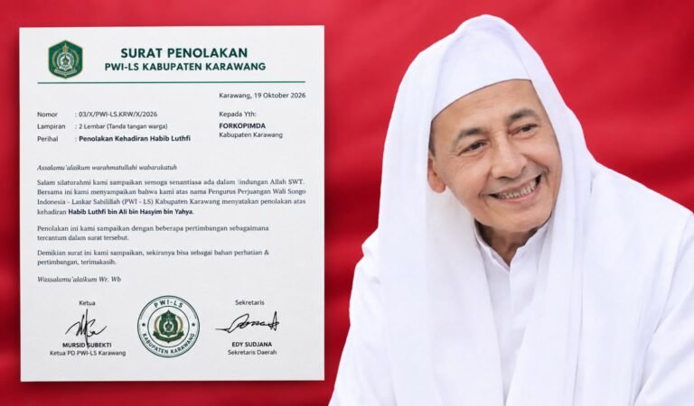 Jelang Maulid Nabi di Masjid Agung Karawang, PWI-LS Layangkan Surat Penolakan Kehadiran Habib Luthfi